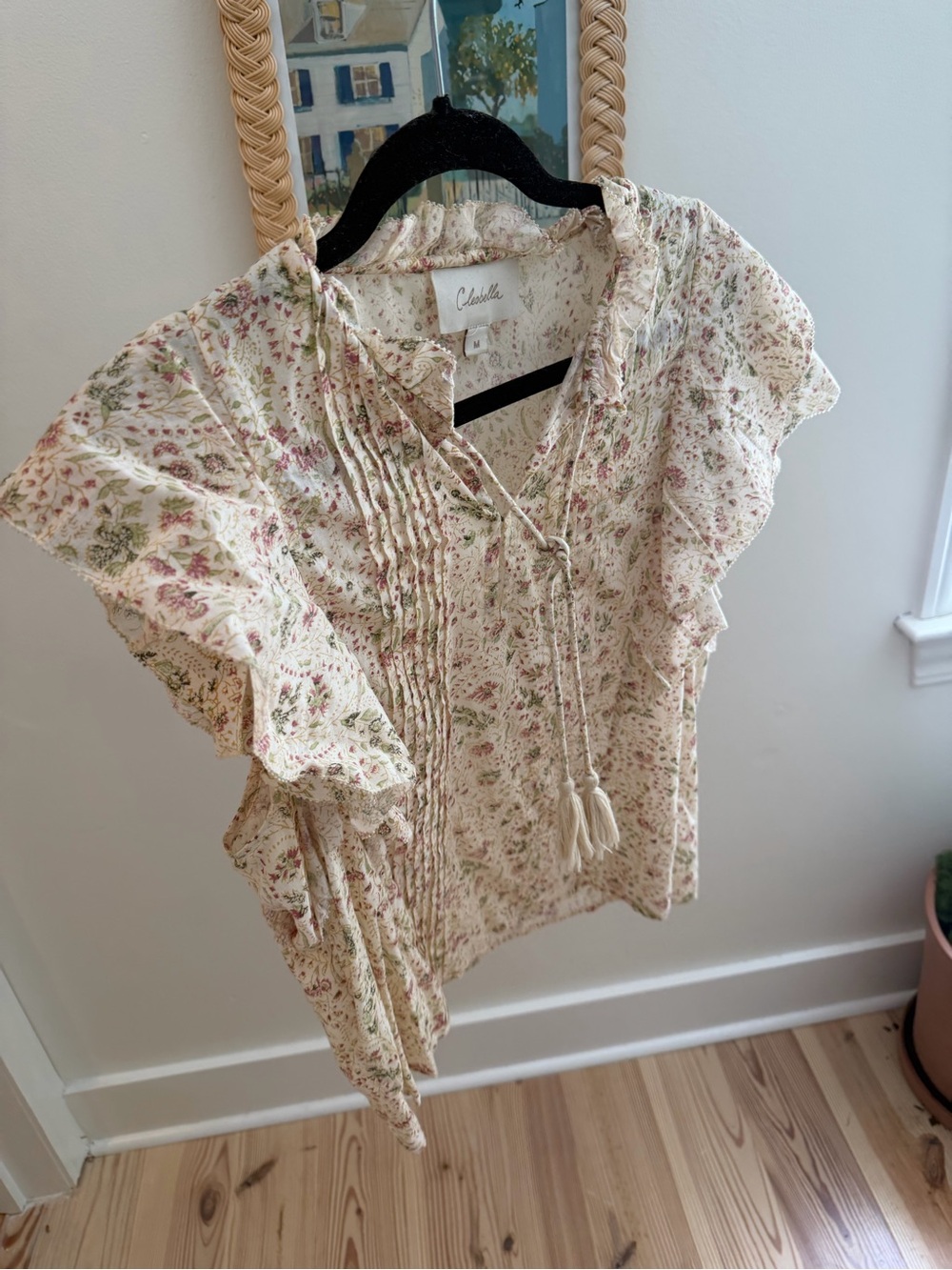 Cleobella Floral Tie-Front Cream Blouse